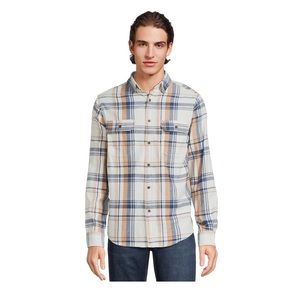Long Sleeve Ivory Plaid Flannel Shirt,